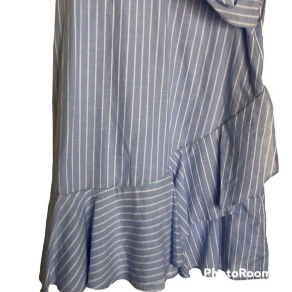 ✨ Striped Cotton Ruffle Wrap Shirt Dress✨ - Picture 5 of 5